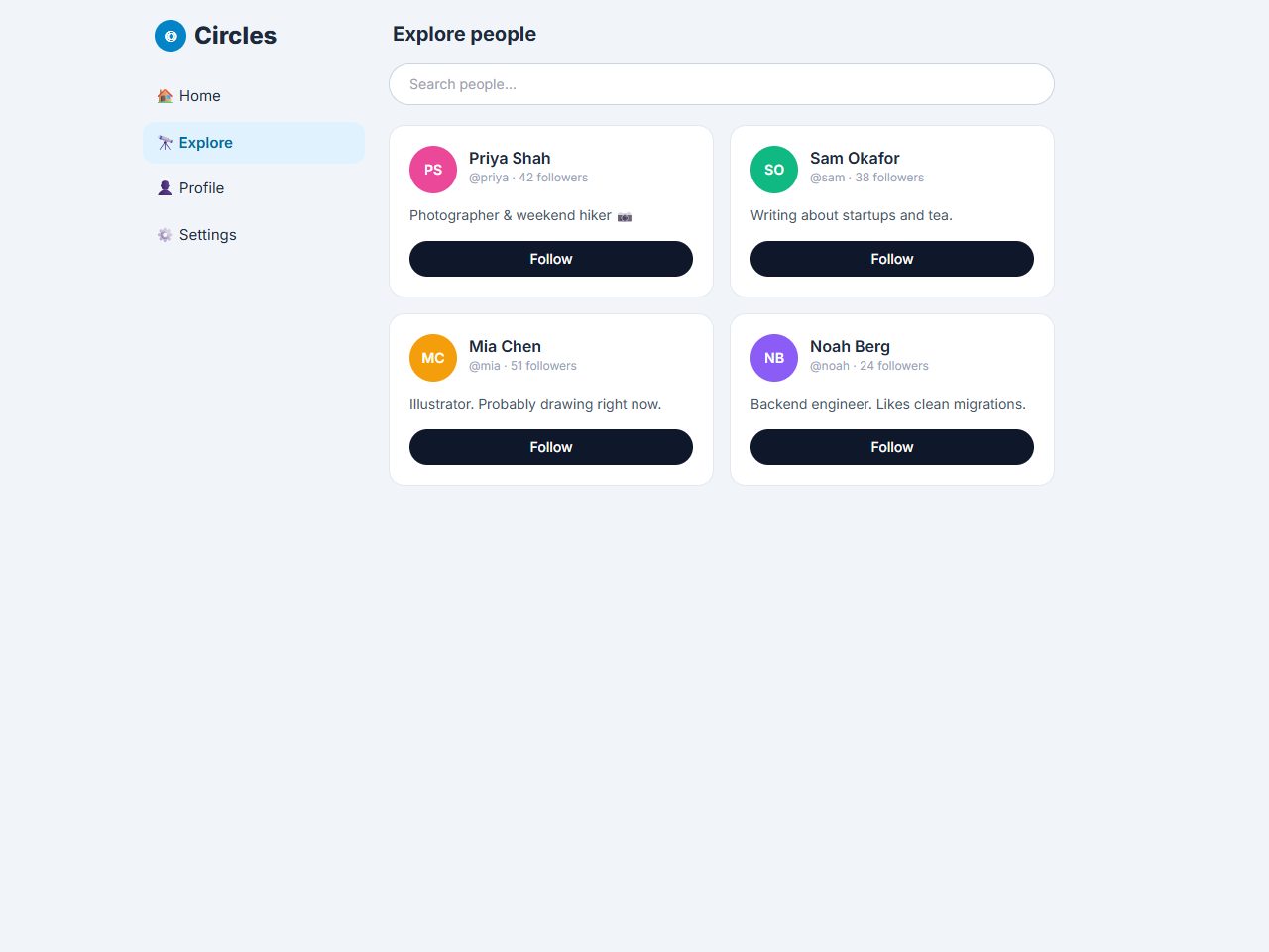 Circles — Social Network (Laravel)