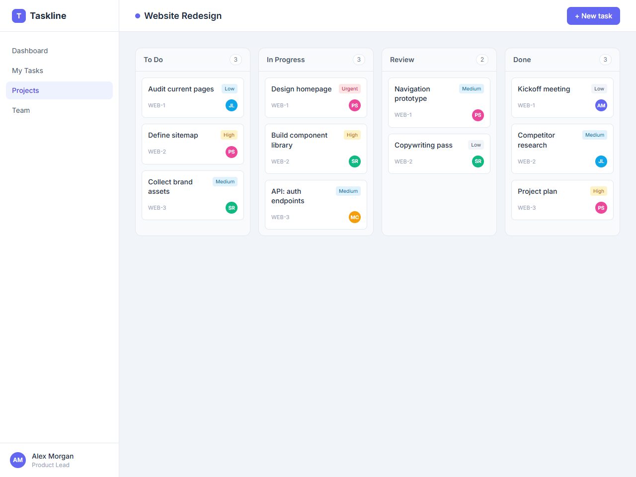 Taskline — Project & Task Management (Laravel, Kanban)