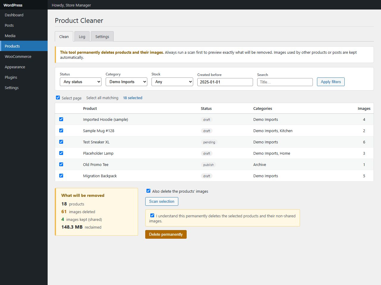 Purgely — Bulk Product & Image Cleaner for WooCommerce